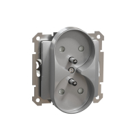 Gniazdo 2x2P+PE z przesłonami do systemu ramkowego, srebrne aluminium Sedna Design - SDD113275 - SCHNEIDER ELECTRIC