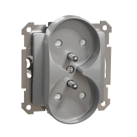 Gniazdo 2x2P+PE z przesłonami do systemu ramkowego (do ramek Elements), srebrne aluminium Sedna Design - SDD113271 - SCHNEIDER ELECTRIC