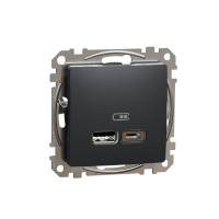 ŁADOWARKA USB TYP A + TYP C 2.4A/2,1A ZACISKI ŚRUBOWE CZARNY ANTRACYT SEDNA DESIGN - SDD114402 - SCHNEIDER ELECTRIC