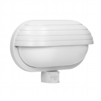 MUSAM, oprawa ogrodowa z czujnikiem ruchu 180st, 1x60W, E27, IP44, z przesłoną, plastik, biała - LF-1/W - ORNO