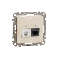 Sedna Design, Gniazdo komputerowo-telefoniczne (RJ45 kat.6 UTP + RJ11), beżowy - SDD112468 - SCHNEIDER ELECTRIC