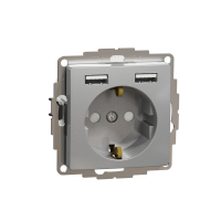 Sedna Design, Gniazdo schuko z USB A+A 2,4A, srebrne aluminium - SDD113052 - SCHNEIDER ELECTRIC