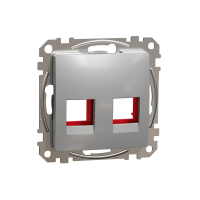 Sedna Design, Płytka centralna 2xRJ45 do wkładów 5e-6 UTP KRONE, srebrne aluminium - SDD113441C - SCHNEIDER ELECTRIC