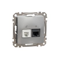 Sedna Design, Gniazdo komputerowo-telefoniczne (RJ45 kat.5e UTP + RJ11), srebrne aluminium - SDD113458 - SCHNEIDER ELECTRIC