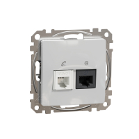 Sedna Design, Gniazdo komputerowo-telefoniczne (RJ45 kat.6 UTP + RJ11), srebrne aluminium - SDD113468 - SCHNEIDER ELECTRIC