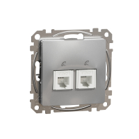 Sedna Design, Gniazdo telefoniczne 2xRJ11, srebrne aluminium - SDD113492 - SCHNEIDER ELECTRIC