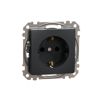 Sedna Design, Gniazdo schuko z przesłonami, czarny antracyt - SDD114021 - SCHNEIDER ELECTRIC