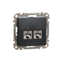 Sedna Design, Gniazdo komputerowe 2xRJ45 kat.6 STP, czarny antracyt - SDD114462S - SCHNEIDER ELECTRIC
