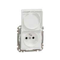 Sedna Design, Gniazdo 2P+PE z przesłonami IP44 (zaciski bezgwintowe), białe - SDD211014 - SCHNEIDER ELECTRIC