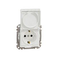 GNIAZDO POJEDYNCZE Z UZIEMIENIEM SCHUKO Z PRZESŁONAMI IP44 BIAŁE SEDNA DESIGN - SDD211023 - SCHNEIDER ELECTRIC