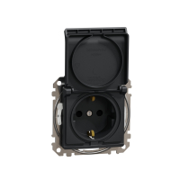 Sedna Design, Gniazdo schuko z przesłonami IP44, czarny antracyt - SDD214023 - SCHNEIDER ELECTRIC