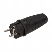 Wtyczka gumowa prosta IP44, czarna - OR-AE-1315 - ORNO