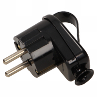 WTYCZKA KĄTOWA UNI-SCHUKO 2P+Z,16A,250V Z UCHEM ROZBIERALNA CZARNY. - WT-16UZ/CZARNY - ORNO
