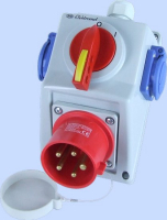 ZESTAW Z/O C32-18.2N WŁĄCZ-WYŁĄCZ 0-I WTYK 3P+N+Z, 2 X 2P+Z IP-44. - 974030 - ELEKTROMET DZIERŻONIÓW