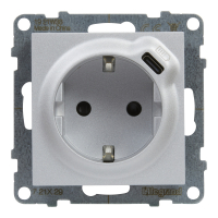GNIAZDO SCHUKO 2P+Z - 16 A - 250 V~ - + USB TYP C - 1,5 A - 5 V ALUMINIUM SUNO - 721329 - LEGRAND