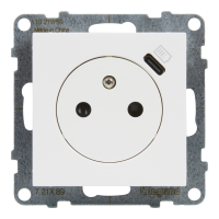 GNIAZDO POJEDYNCZE PLASKIE 2P+Z 16 A Z PRZESŁONAMI  Z ŁADOWARKĄ USB TYP C  1,5V ZACISKI AUTOMATYCZNE  BIAŁY SUNO - 721189 - LEGRAND