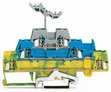 ZŁĄCZKA TRZYPIĘTROWA PE/L/L 2,5 MM2 ŻÓŁTO-ZIELONA/NIEBIESKA/SZARA. - 280-547 - WAGO