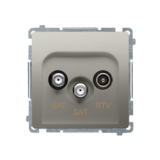 Gniazdo antenowe satelitarne podwójne końcowe SAT-SAT-RTV, (moduł). 2xwejście: SAT: 5–2400 MHz, RTV: 5–862 MHz; satynowy - BMZAR+SAT3.1-P2.01/29 - KONTAKT SIMON