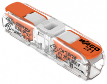 SZYBKOZŁĄCZKA PRZELOTOWA INSTALACYJNA 221 INLINE PRZEZROCZYSTA KOLOR POKRYWY BIAŁY 4MM2  /OPA  60 SZT./ - 221-2401 - WAGO