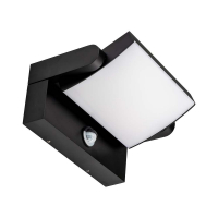 17W Lampa ścienna LED z czujnikiem ruchu / Barwa:3000K / Obudowa: Czarna / Kwadratowa - 2940 - V-TAC