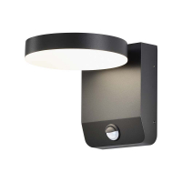 17W Lampa ścienna LED z czujnikiem ruchu / Barwa:3000K / Obudowa: Czarna / Okrągła - 2956 - V-TAC