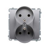 Gniazdo wtyczkowe podwójne z uziemieniem (moduł), z przesłonami torów prądowych, ?16A, 250V~, zaciski śrubowe; stal inox - BMGZ2MZ.01/21 - KONTAKT SIMON