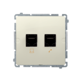 Gniazdo komputerowe RJ45 kat.5e + telefoniczne RJ11 (moduł). Montaż gniazda na wkręty do puszki; beż - BMF5T.02/12 - KONTAKT SIMON