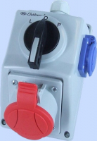 ZESTAW INSTALACYJNY 32A 3P+N+Z + GNIAZDO 2P+Z IP54 PRZEŁĄCZNIK L-0-P C32-48.1N  - 974014 - ELEKTROMET DZIERŻONIÓW