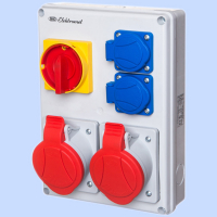 ROZDZIELNICA Z ROZŁĄCZNIKIEM WŁĄCZ-WYŁĄCZ IP44 40A2X32A 3P+N+Z 400V~ 2X16A 2P+Z 250V~ RSK-1 - 940004 - ELEKTROMET DZIERŻONIÓW