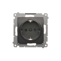 Gniazdo Schuko z przesłonami (moduł) 16A, 250V~, szybkozłącza; antracyt - DGSz1CZ.01/48 - KONTAKT SIMON