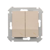Łącznik schodowy podwójny z podświetleniem (moduł) 10AX, 250V~, zaciski śrubowe; kremowy - DW6/2L.01/41 - KONTAKT SIMON