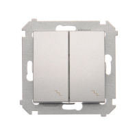 Łącznik schodowy podwójny z podświetleniem (moduł) 10AX, 250V~, zaciski śrubowe; srebrny mat - DW6/2L.01/43 - KONTAKT SIMON
