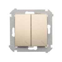 Łącznik schodowy podwójny z podświetleniem (moduł) 10AX, 250V~, zaciski śrubowe; złoty mat - DW6/2L.01/44 - KONTAKT SIMON